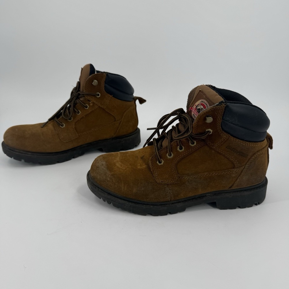 Brahma Brown Suede Leather Work Boots Mens Size 9.5W Lug Sole Hiking Utility